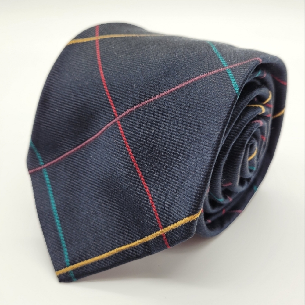 PAUL STUART | 100% silk multicoloured windowpane plaid tie